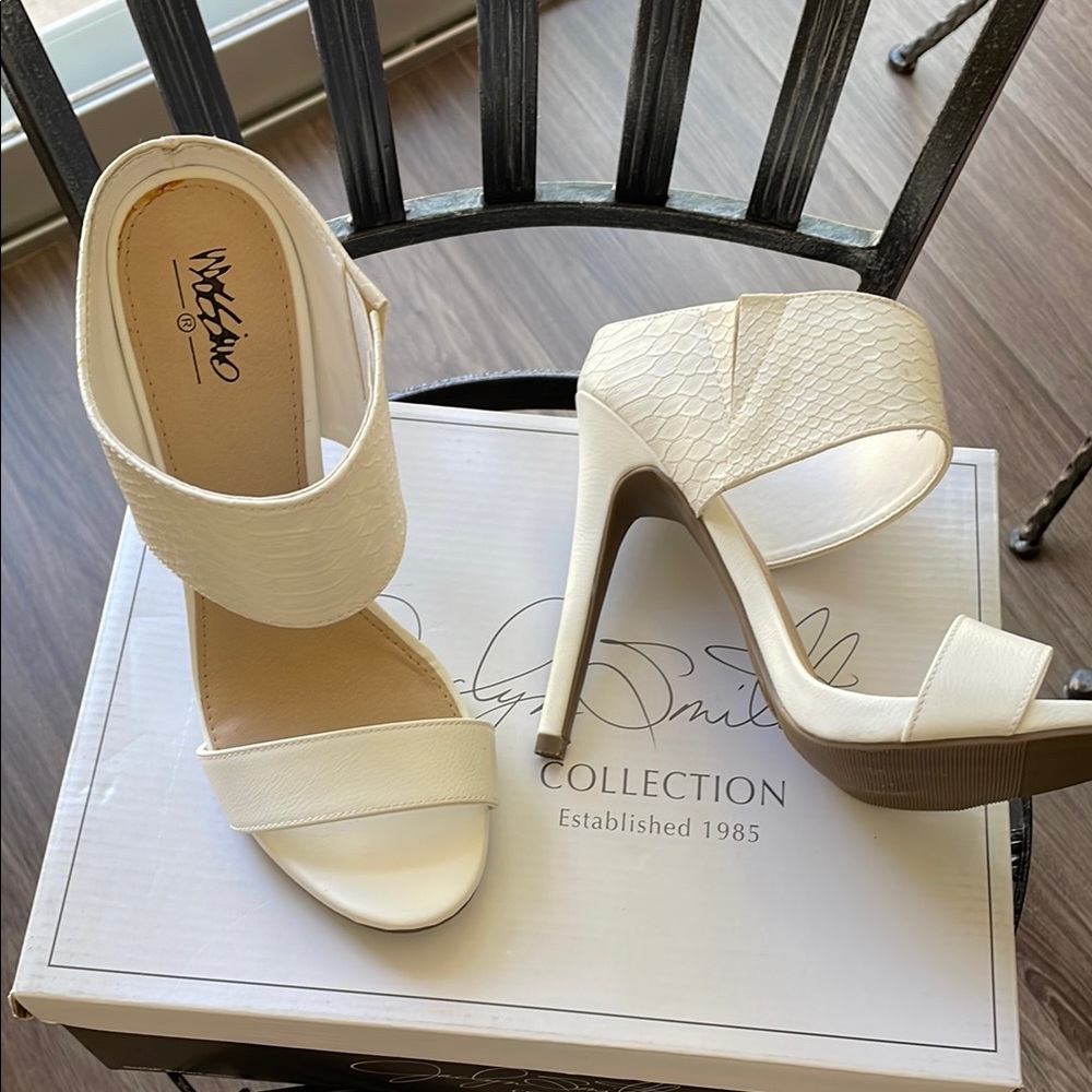White High Heel Sandals by Unknown Brand